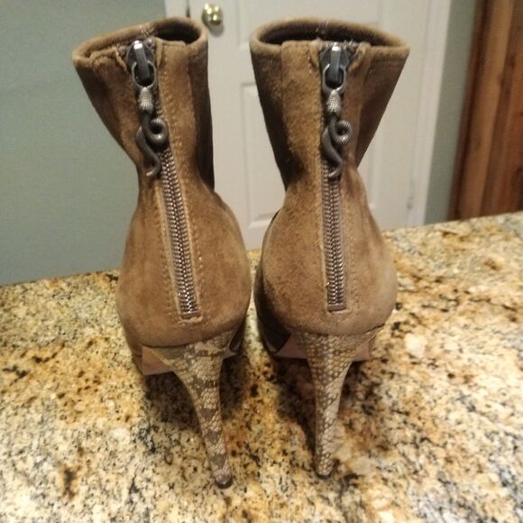 House of Harlow 1960 Natalia Heels Brown Suede Stiletto Snakeskin Size 40 US 9 - Picture 4 of 13